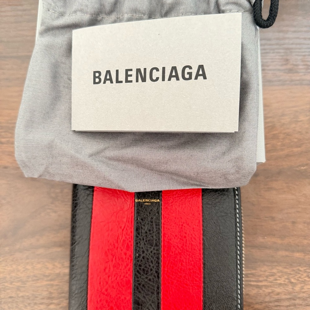 Balenciaga Black and Red Leather Wallet